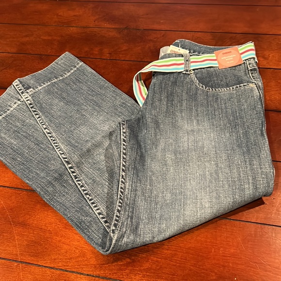 NWT Gymboree Tennis Match wide leg denim pant stripe belt Size 10 plus 2008 Line - Picture 6 of 13